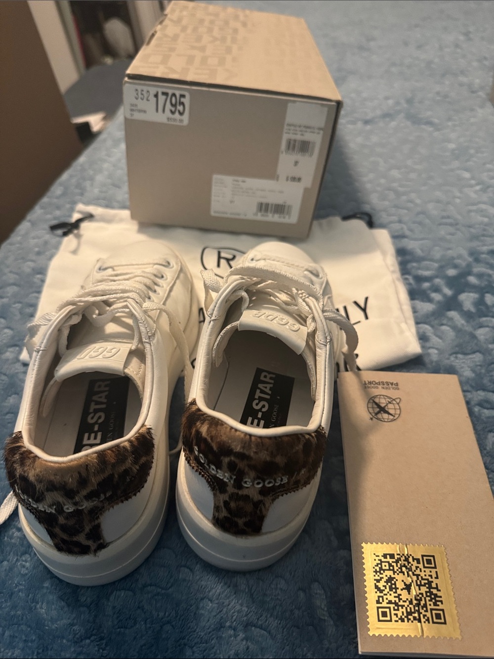 Golden Goose Kids White Sneakers with Leopard Heel
